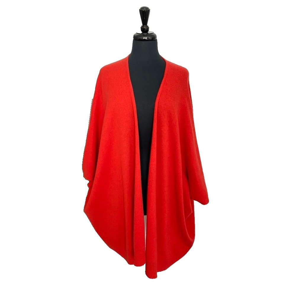 Neiman Marcus 100% Cashmere Open Cardigan Sweater Women One Size Burnt Orange
